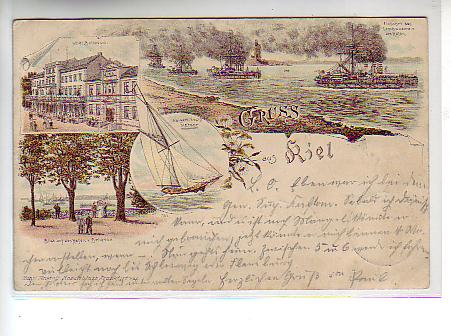 Kiel Marine Kriegsschiffe Litho 1898 Kiel Marine Kriegsschiffe Litho 1898