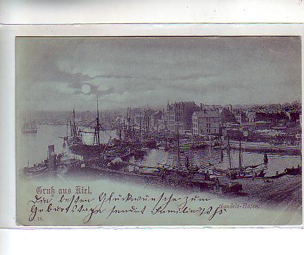 Kiel Handelsschiffe Hafen Mondschein 1899 Kiel Handelsschiffe Hafen Mondschein 1899