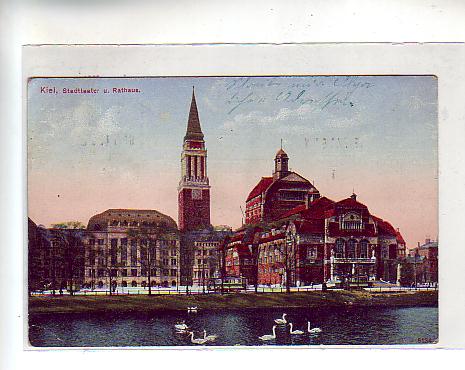 Kiel Rathaus und Strassenbahn 1914 Kiel Rathaus und Strassenbahn 1914