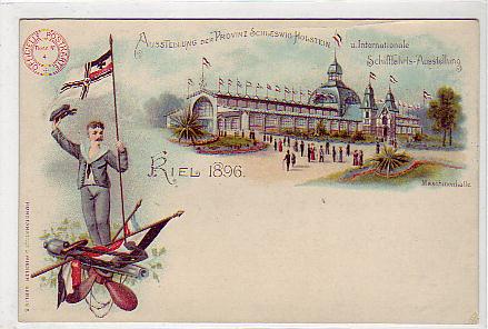 Kiel Schifffahrts-Ausstellung,Marine,Maschinenhalle Litho 1896 Kiel Schifffahrts-Ausstellung,Marine,Maschinenhalle Litho 1896