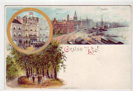 Kiel Hafen Litho,Dürsternbrocker Allee ca 1900 Kiel Hafen Litho,Dürsternbrocker Allee ca 1900