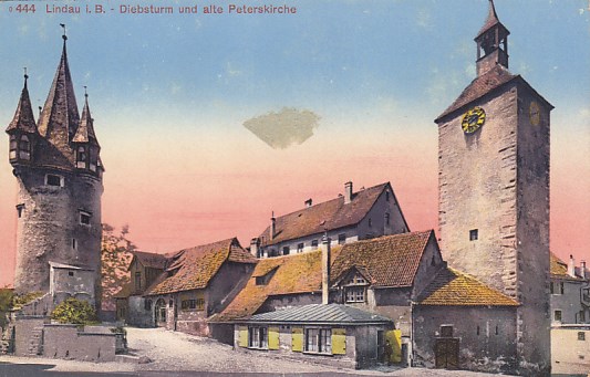 Lindau am Bodensee Diebsturm und Kirche ca 1910