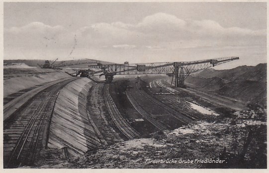 Tagebau Förderbrücke Grube Friedländer Bagger Stempel Bockwitz Niederlausitz 1935