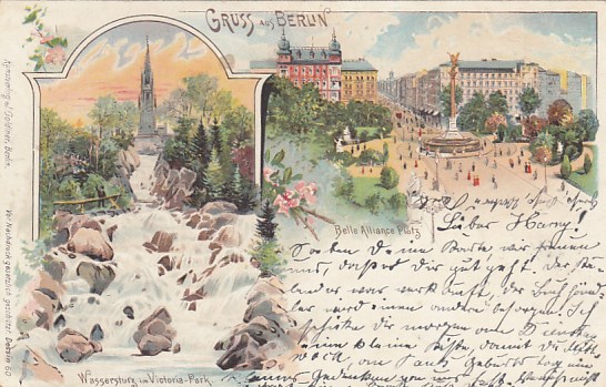 Berlin Mitte Litho Ansichtskarte Belle Alliance Platz 1898