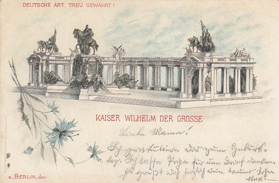 Berlin Mitte Litho Ansichtskarte Kaiser Denkmal 1898