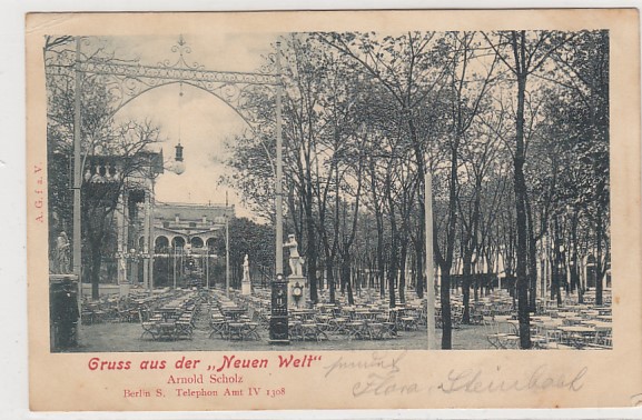 Berlin Neukölln Gruss aud der Neuen Welt 1903 Hasenheide