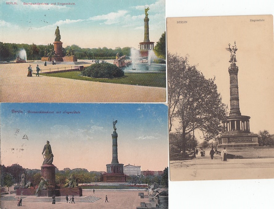 Berlin Tiergarten 3x alte Ansichtskarte Siegessäule ca 1920