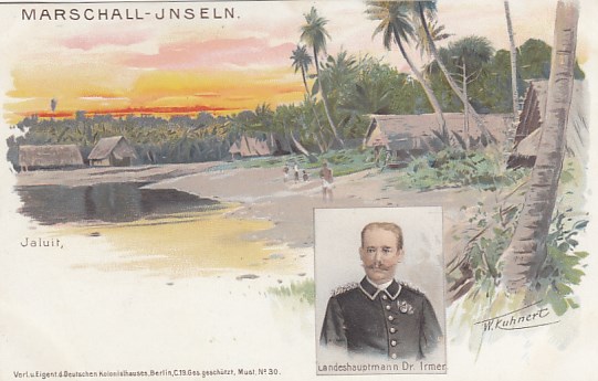 Deutsche Kolonien Marschall-Inseln Jaluit Litho Anischtskarte von ca 1900