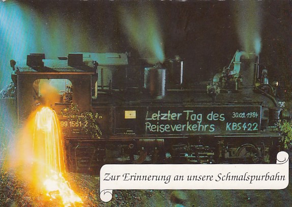 Eisenbahn Schmalspurbahn Dampflokomotive Bahnhof Wolkenstein 1984