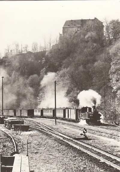 Eisenbahn Schmalspurbahn Dampflokomotive Wolkenstein 1982