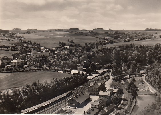 Eisenbahn Bahnhof Wolkenstein-Warmbad im Erzgebirge 1969