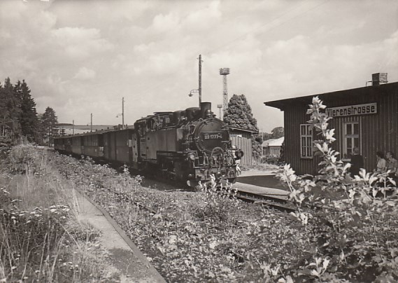 Eisenbahn Dampflokomotive Bahnhof Vierenstraße Neudorf Erzgebirge