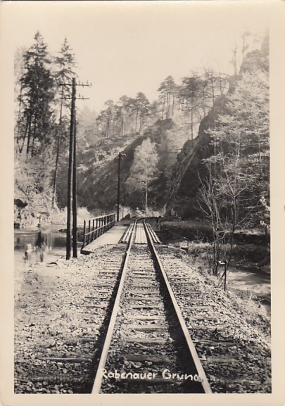 Eisenbahn-Linie Dampflokomotive Rabenauer Grund Foto Karte Schmalspurbahn