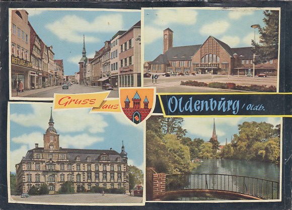 Oldenburg mit Bahnhof 1968