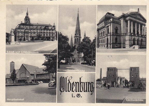 Oldenburg mit Bahnhof 1958