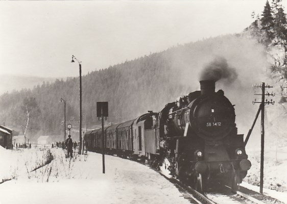 Eisenbahn Dampflokomotive Bahnhof Erlabrunn 1969