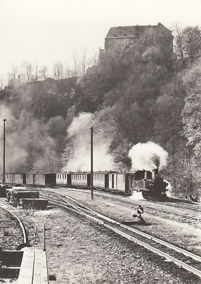 Eisenbahn Schmalspurbahn Dampflokomotive Wolkenstein