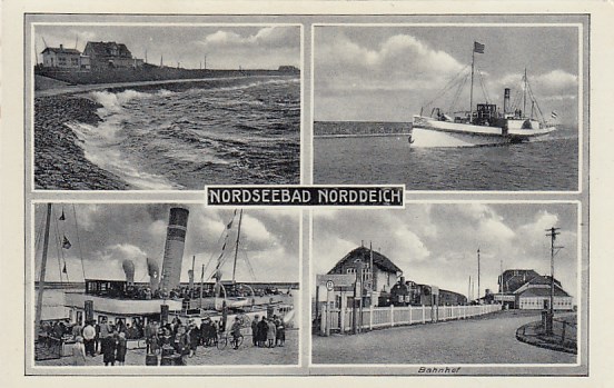 Norddeich Ostfriesland Raddampfer und Bahnhof