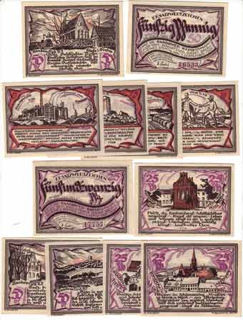 Stettin Pommern 12 Scheine Notgeld ganzer Satz