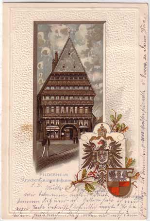 Hildesheim Prägekarte mit Wappen 1902 Hildesheim Prägekarte mit Wappen 1902