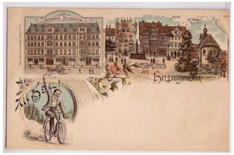 Hildesheim Litho mit Fahrrad Hildesheim Litho mit Fahrrad