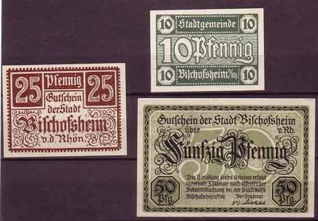 Bischofsheim Rhön 3 Scheine Notgeld Bischofsheim Rhön 3 Scheine Notgeld