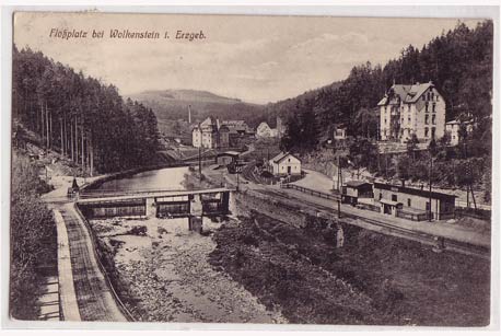 Floßplatz bei Wolkenstein Erzgebirge Bahnhof Eisenbahn 1916 Floßplatz bei Wolkenstein Erzgebirge Bahnhof Eisenbahn 1916