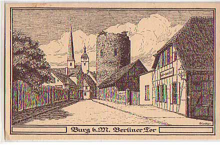 Burg bei Magdeburg ,Steindruck,Ansichtskarte,vor 1945 Burg bei Magdeburg ,Steindruck,Ansichtskarte,vor 1945