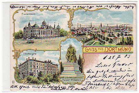 Dortmund ,Litho Ansichtskarte von 1903 Dortmund ,Litho Ansichtskarte von 1903