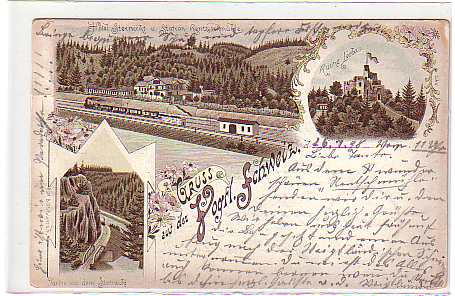 Bahnhof,Eisenbahn Rentzschmühle Elsterthale bei Greiz,Litho 1898 Bahnhof,Eisenbahn Rentzschmühle Elsterthale bei Greiz,Litho 1898