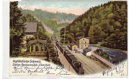 Bahnhof,Eisenbahn Rentzschmühle Elsterthale bei Greiz 1903 Bahnhof,Eisenbahn Rentzschmühle Elsterthale bei Greiz 1903
