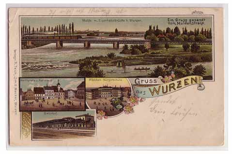 Wurzen in Sachsen Litho mit Bahnhof und Eisenbahnbrücke 1901 Wurzen in Sachsen Litho mit Bahnhof und Eisenbahnbrücke 1901