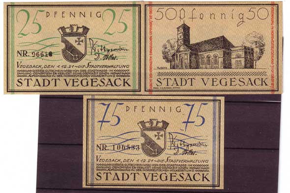 Bremen-Vegesack 3 Scheine Notgeld Bremen-Vegesack 3 Scheine Notgeld