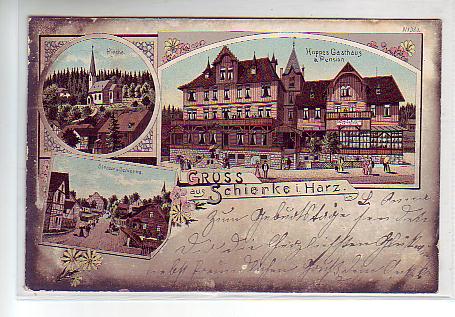 Schierke im Harz Hoppes Gasthaus Litho von 1902 Schierke im Harz Hoppes Gasthaus Litho von 1902