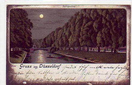 Düsseldorf Mondschein Litho 1910 Düsseldorf Mondschein Litho 1910
