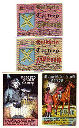 Castrop 4 Scheine Notgeld , Pferde ! ganzer Satz ! Castrop 4 Scheine Notgeld , Pferde ! ganzer Satz !
