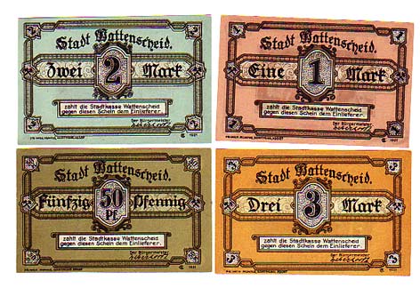 Bochum Wattenscheid 4 Scheine Notgeld Bochum Wattenscheid 4 Scheine Notgeld