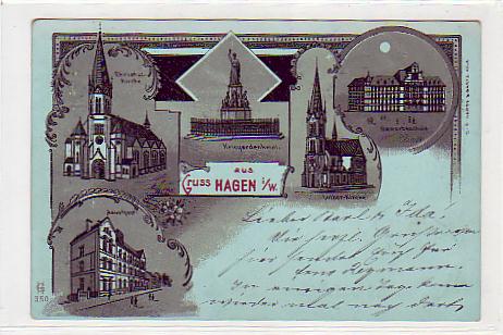 Hagen in Westfalen Mondschein Litho von 1904 Hagen in Westfalen Mondschein Litho von 1904