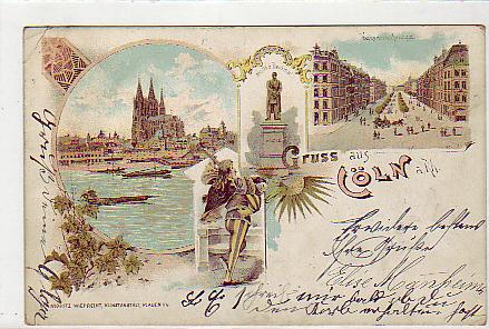 Köln am Rhein Litho Ansichtskarte 1898 Köln am Rhein Litho Ansichtskarte 1898