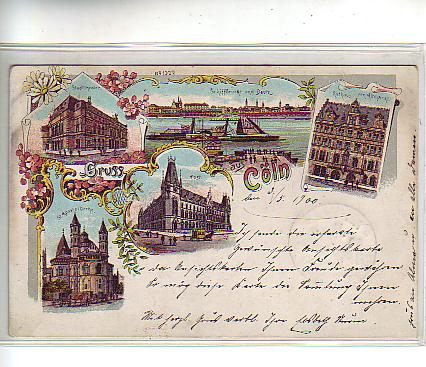 Köln am Rhein Litho Ansichtskarte 1900 Köln am Rhein Litho Ansichtskarte 1900