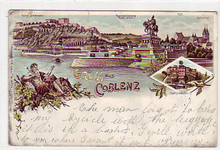 Koblenz am Rhein Litho von 1900 Koblenz am Rhein Litho von 1900
