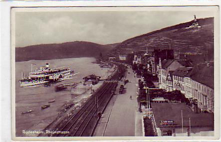 Rüdesheim im Rheingau mit Raddampfer 1934 Rüdesheim im Rheingau mit Raddampfer 1934
