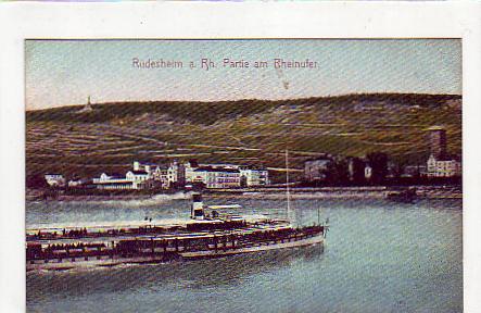 Rüdesheim im Rheingau mit Dampfer ca 1915 Rüdesheim im Rheingau mit Dampfer ca 1915