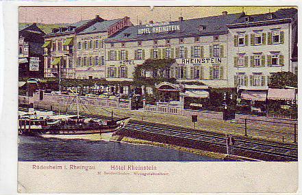 Rüdesheim im Rheingau Hotel Rheinstein ,Eisenbahn-Line vor 1907 Rüdesheim im Rheingau Hotel Rheinstein ,Eisenbahn-Line vor 1907