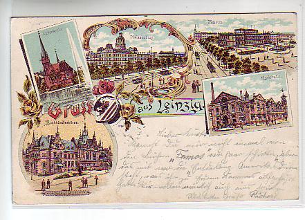 Leipzig Litho von 1897 Pleissenburg,Buchhändlerbörse Leipzig Litho von 1897 Pleissenburg,Buchhändlerbörse