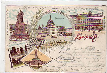 Leipzig Litho von 1896 Reichsgericht,Grassi Museum Leipzig Litho von 1896 Reichsgericht,Grassi Museum