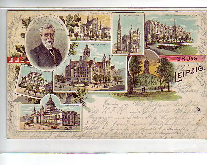 Leipzig Litho von 1899 Oberbürgermeister,Rathaus Leipzig Litho von 1899 Oberbürgermeister,Rathaus