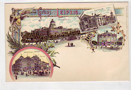 Leipzig Litho von ca 1900 Pleissenburg,Markthalle Leipzig Litho von ca 1900 Pleissenburg,Markthalle