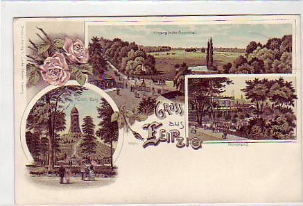 Leipzig Litho von ca 1900 Eingang ins Rosenthal Leipzig Litho von ca 1900 Eingang ins Rosenthal