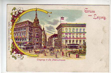 Leipzig Litho Petersstrasse ca 1900 Leipzig Litho Petersstrasse ca 1900